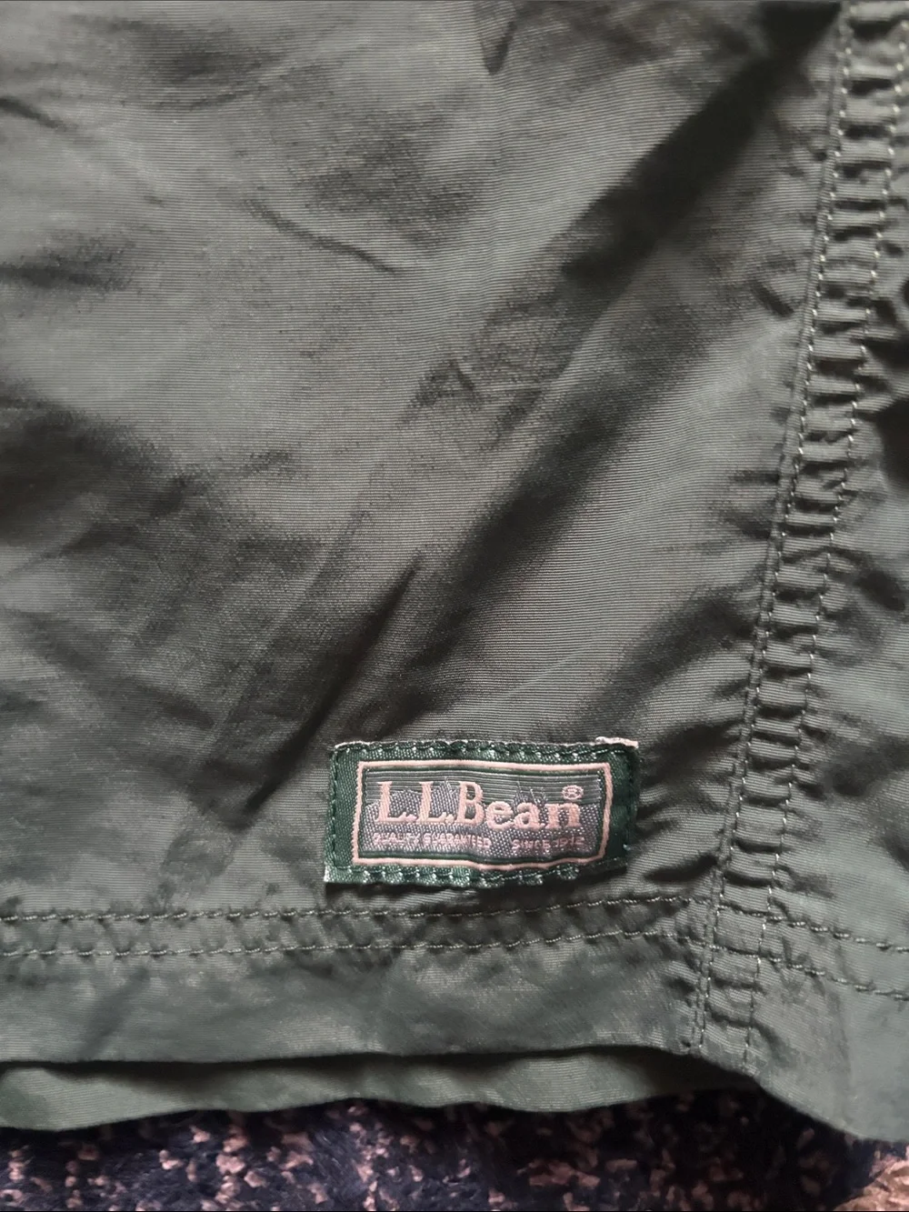 L.L. Bean Men's Olive Swim Trunks with Drawstring